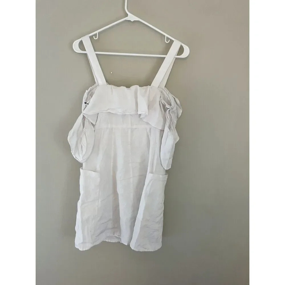 Forever 21 Womens White Mini Dress Small Linen Button 90s Y2K Baby Shower Party - Picture 3 of 9